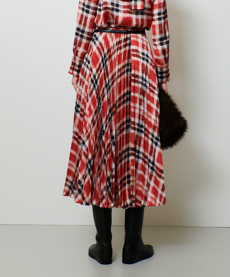 allureville LISAチェックプリントプリーツスカート レッド (43)