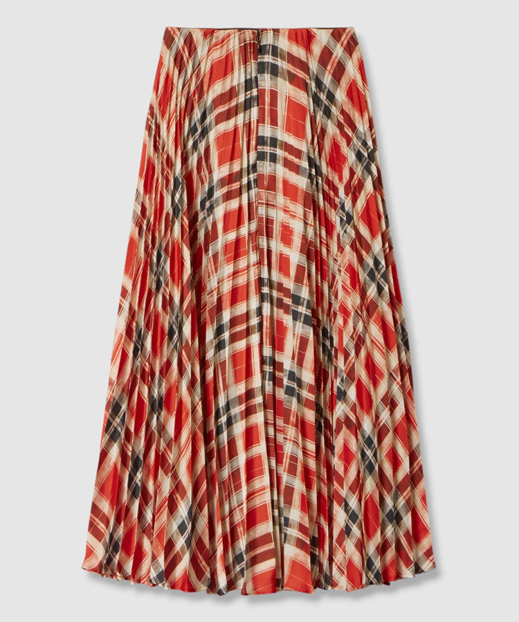 allureville LISAチェックプリントプリーツスカート レッド (43)