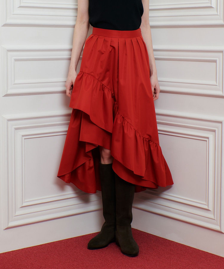 LOULOU WILLOUGHBY 【LOULOU WILLOUGHBY】レイヤーアシンメトリースカート レッド (43)