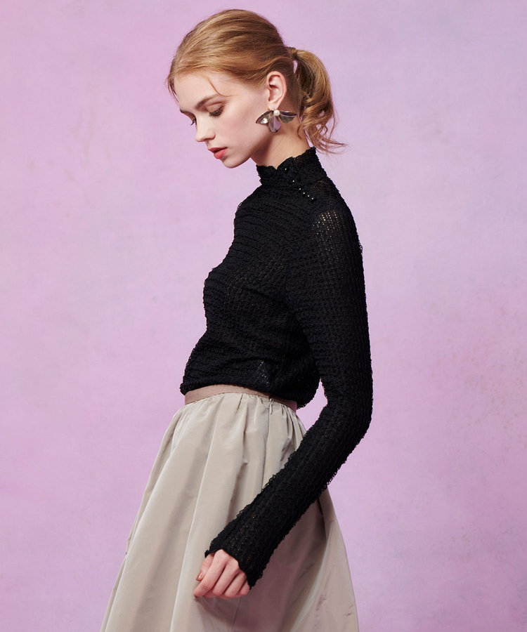 LOULOU WILLOUGHBY 【LOULOU WILLOUGHBY】ティアードラッセルプルオーバー ブラック (95)