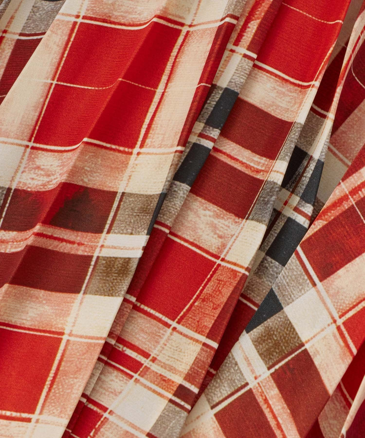 allureville LISAチェックプリントプリーツスカート レッド (43)