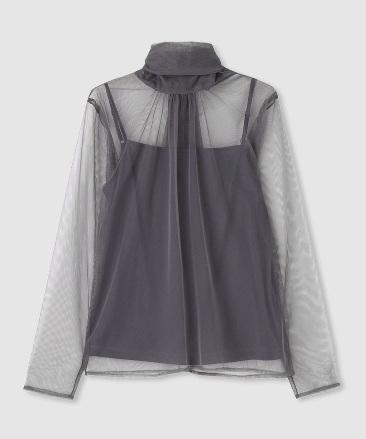 allureville チュールボウロングスリーブ プルオーバー グレー (92)