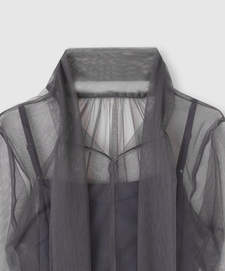 allureville チュールボウロングスリーブ プルオーバー グレー (92)