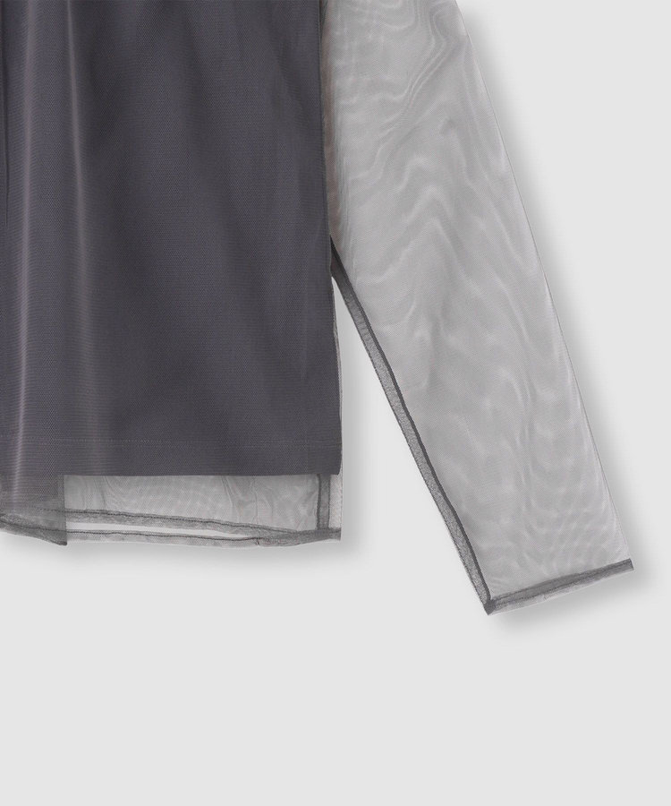 allureville チュールボウロングスリーブ プルオーバー グレー (92)