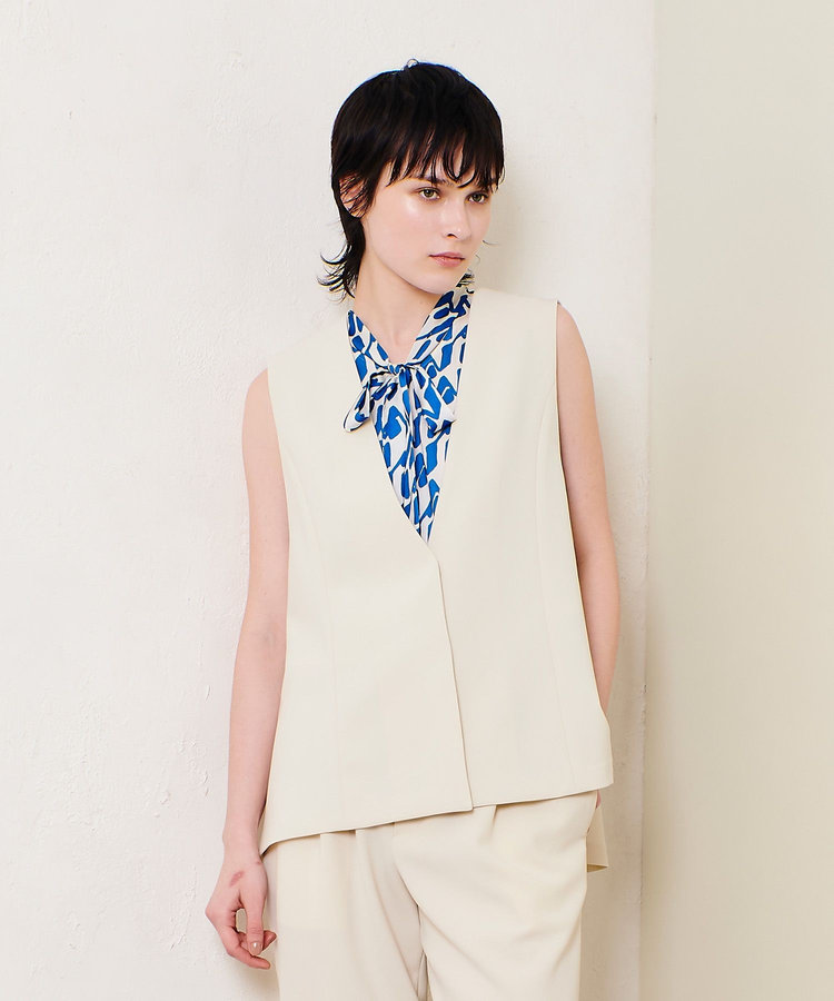 allureville ダブルクロスドレープジレ ベージュ (11)