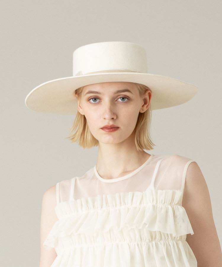 LOULOU WILLOUGHBY 【LOULOU WILLOUGHBY】ベロアリボンハット オフホワイト (02)