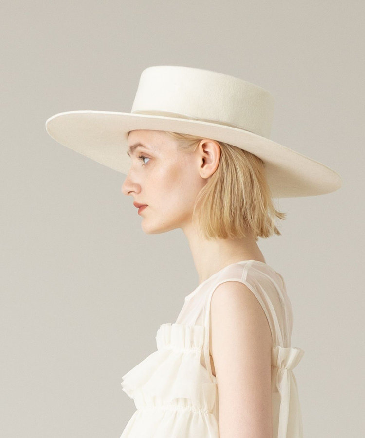 LOULOU WILLOUGHBY 【LOULOU WILLOUGHBY】ベロアリボンハット オフホワイト (02)