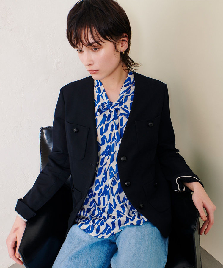 allureville レノクロスノーカラーポケットジャケット ネイビー (65)