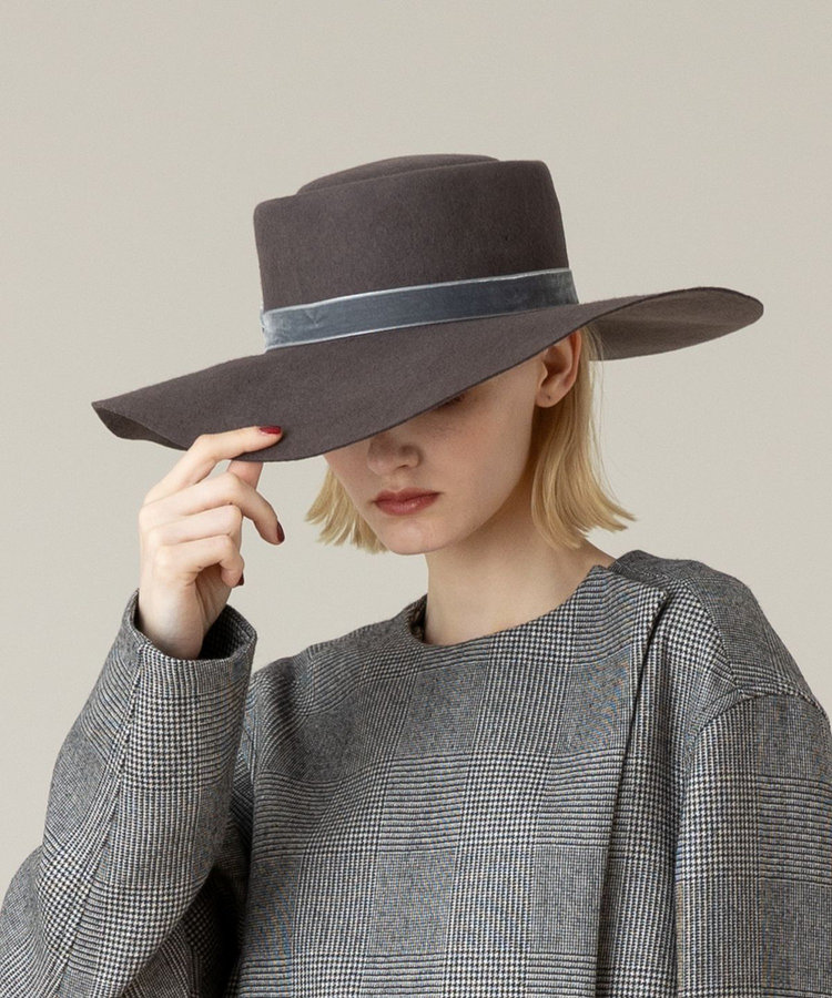 LOULOU WILLOUGHBY 【LOULOU WILLOUGHBY】ベロアリボンハット グレージュ (15)