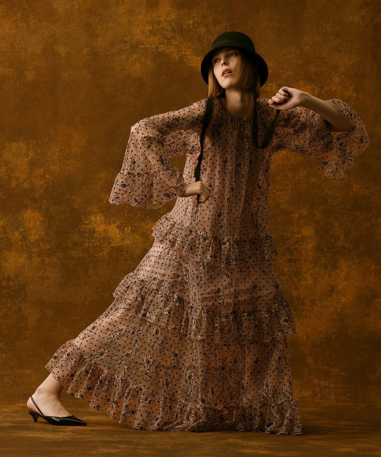 LOULOU WILLOUGHBY 【LOULOU WILLOUGHBY】フロッキードットレースワンピース ピンク (41)