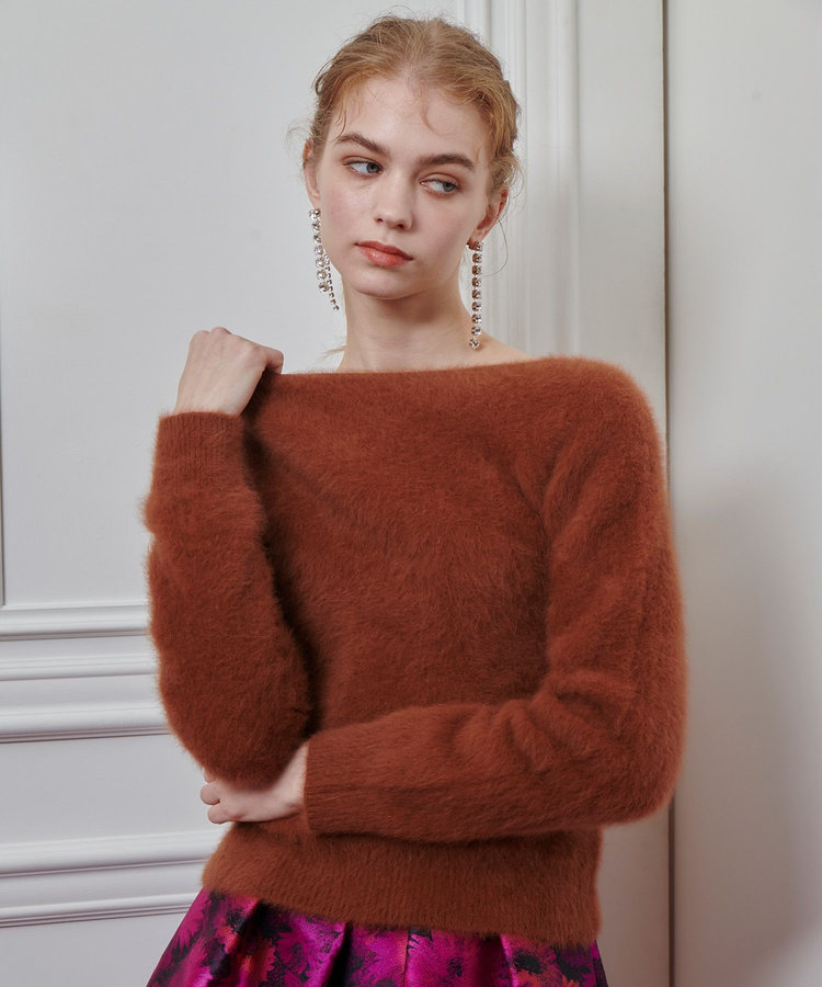 LOULOU WILLOUGHBY】カシミヤブレンドファー加工プルオーバー