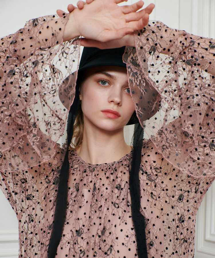 LOULOU WILLOUGHBY 【LOULOU WILLOUGHBY】フロッキードットレースワンピース ピンク (41)