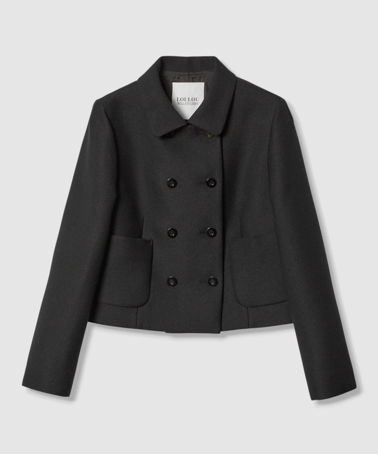 LOULOU WILLOUGHBY 【LOULOU WILLOUGHBY】ブライトウーリーステンカラージャケット ブラック (95)