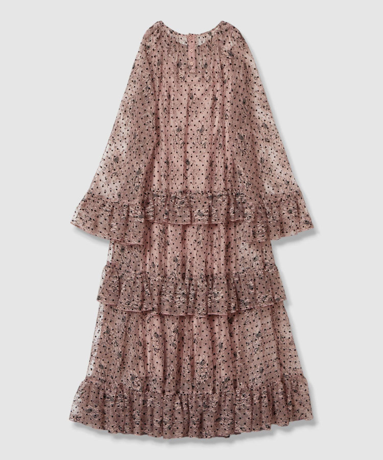 LOULOU WILLOUGHBY 【LOULOU WILLOUGHBY】フロッキードットレースワンピース ピンク (41)