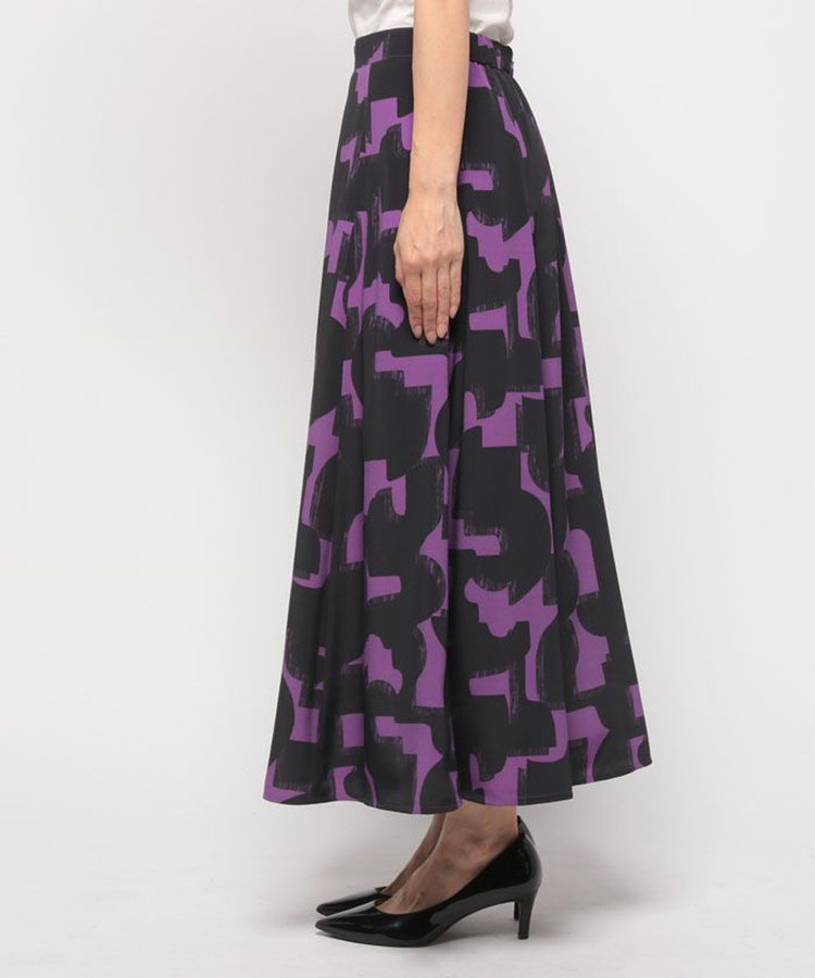 allureville モダンジオメトリックフレアスカート パープル (51)