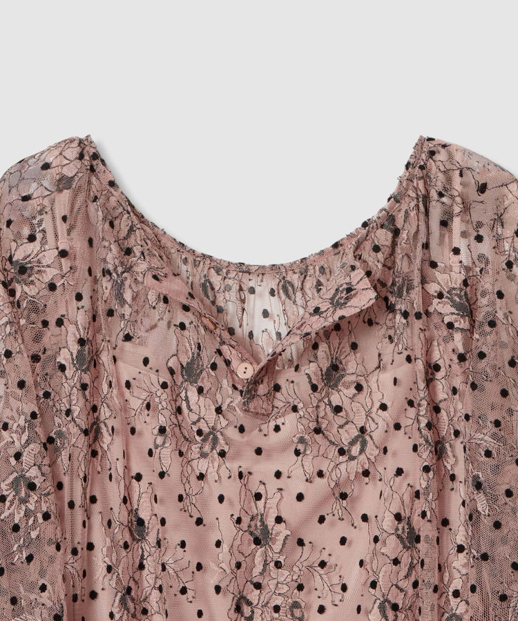 LOULOU WILLOUGHBY 【LOULOU WILLOUGHBY】フロッキードットレースワンピース ピンク (41)