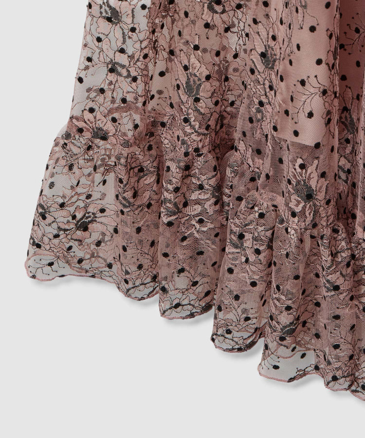 LOULOU WILLOUGHBY 【LOULOU WILLOUGHBY】フロッキードットレースワンピース ピンク (41)