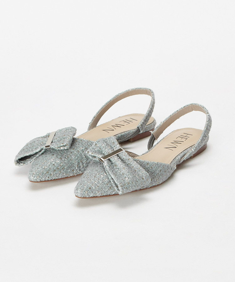 buying 【HEWN (ヒューン)】 POINTED BOW SLINGBACK ライトグレー (91)