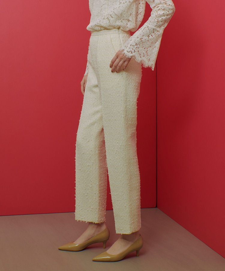 LOULOU WILLOUGHBY 【LOULOU WILLOUGHBY】ファンシーツイードパンツ オフホワイト (02)