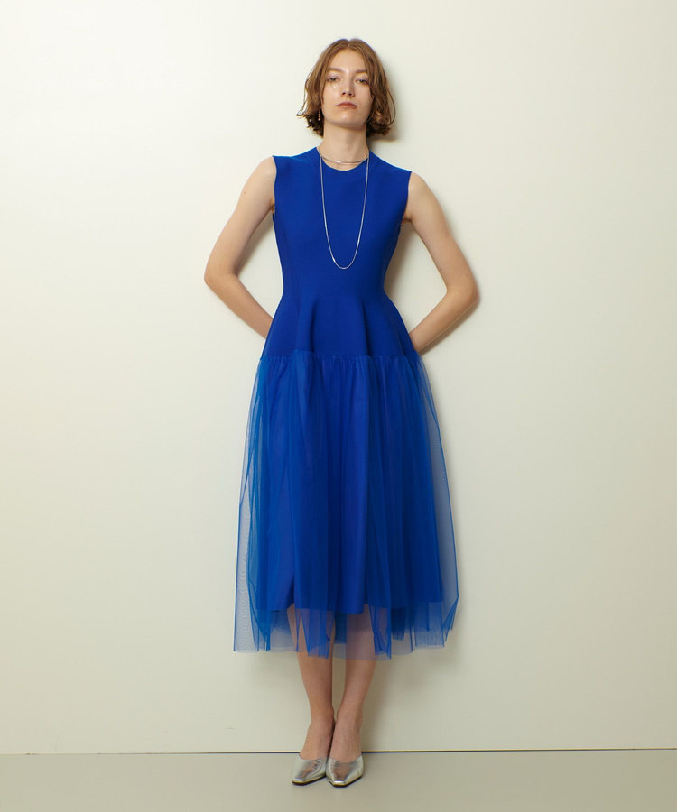 allureville ドッキングタックフレアワンピース ブルー (61)