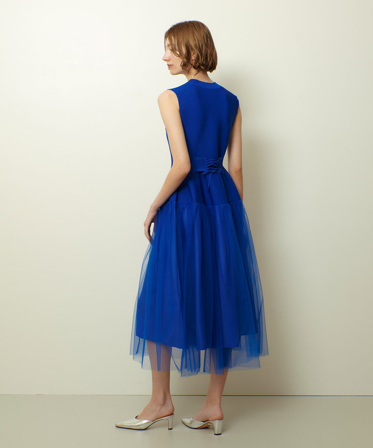 allureville ドッキングタックフレアワンピース ブルー (61)