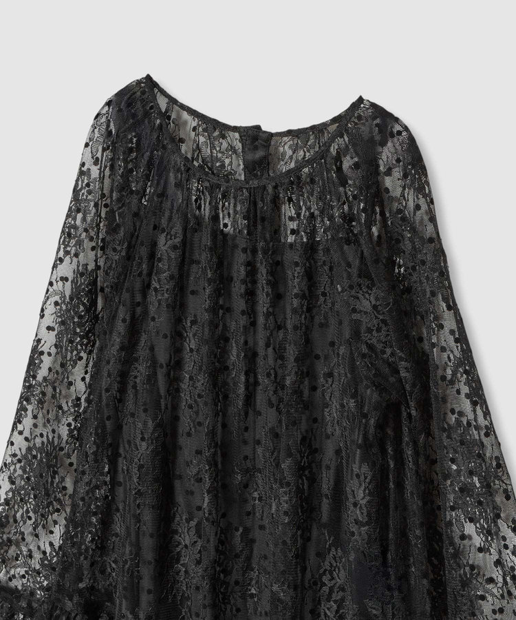 LOULOU WILLOUGHBY 【LOULOU WILLOUGHBY】フロッキードットレースワンピース ブラック (95)