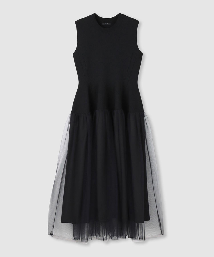 allureville ドッキングタックフレアワンピース ブラック (95)