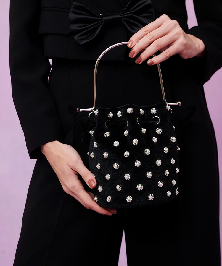 LOULOU WILLOUGHBY】パール刺繍ベロア巾着ハンドバッグ|allureville