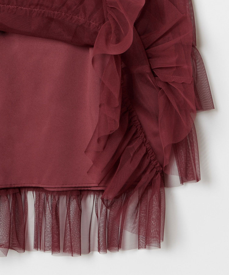 LOULOU WILLOUGHBY 【LOULOU WILLOUGHBY】ティアードチュールスカート ボルドー (44)