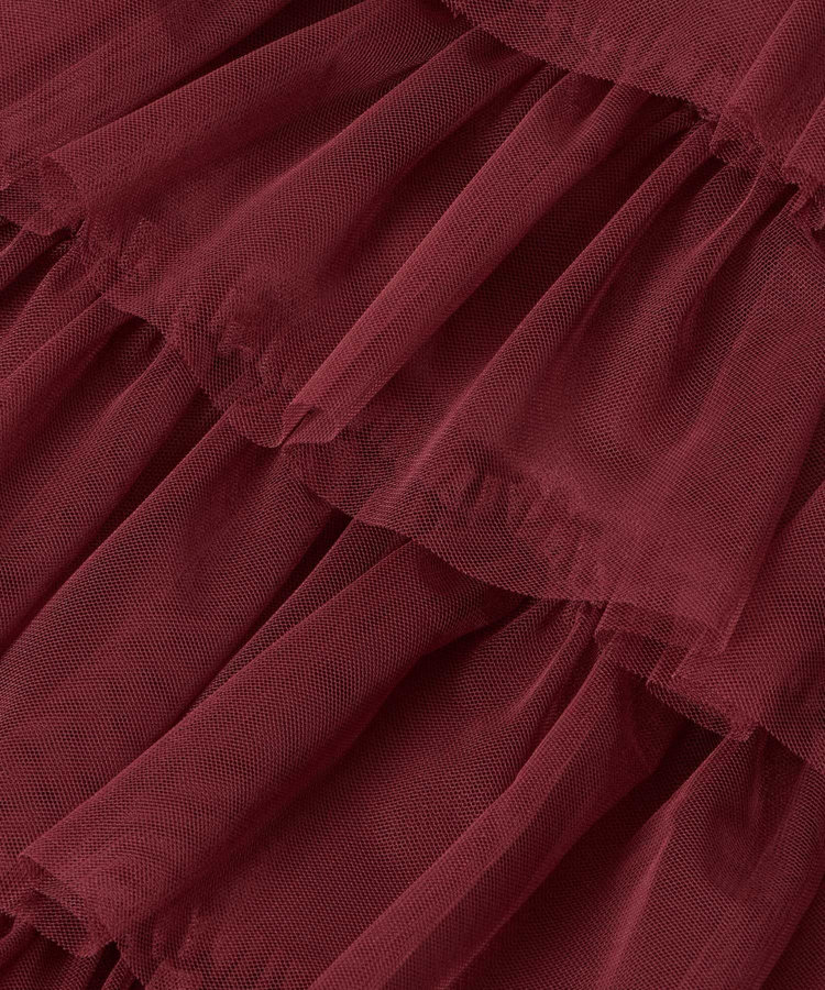 LOULOU WILLOUGHBY 【LOULOU WILLOUGHBY】ティアードチュールスカート ボルドー (44)