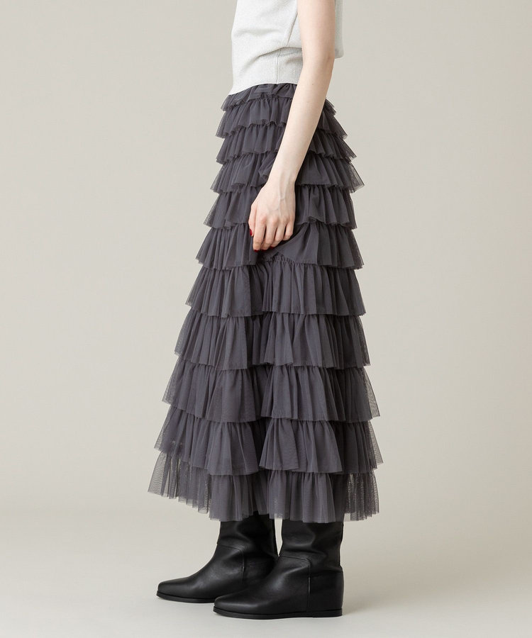 LOULOU WILLOUGHBY 【LOULOU WILLOUGHBY】ティアードチュールスカート グレー (92)