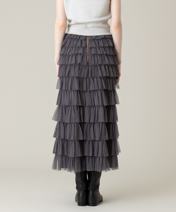 LOULOU WILLOUGHBY 【LOULOU WILLOUGHBY】ティアードチュールスカート グレー (92)