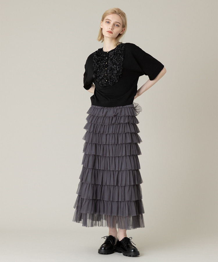 LOULOU WILLOUGHBY 【LOULOU WILLOUGHBY】ティアードチュールスカート グレー (92)