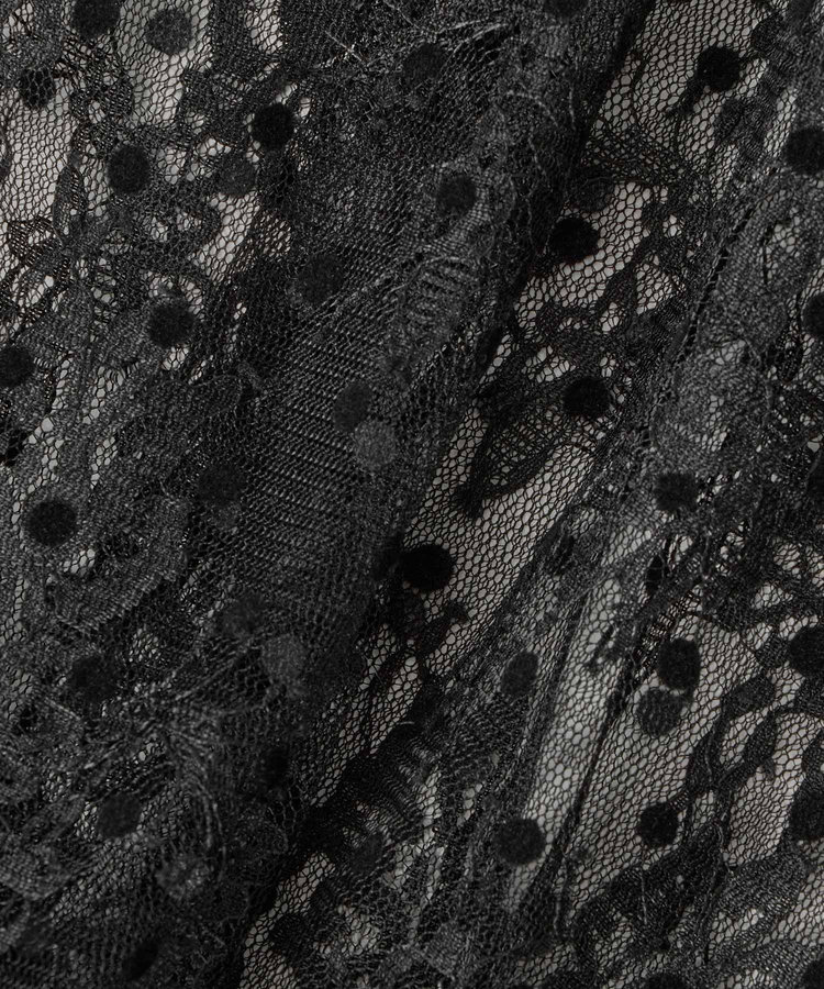 LOULOU WILLOUGHBY 【LOULOU WILLOUGHBY】フロッキードットレースワンピース ブラック (95)