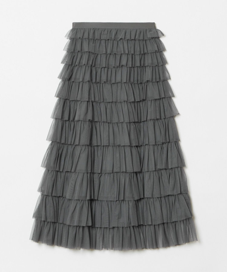 LOULOU WILLOUGHBY 【LOULOU WILLOUGHBY】ティアードチュールスカート グレー (92)