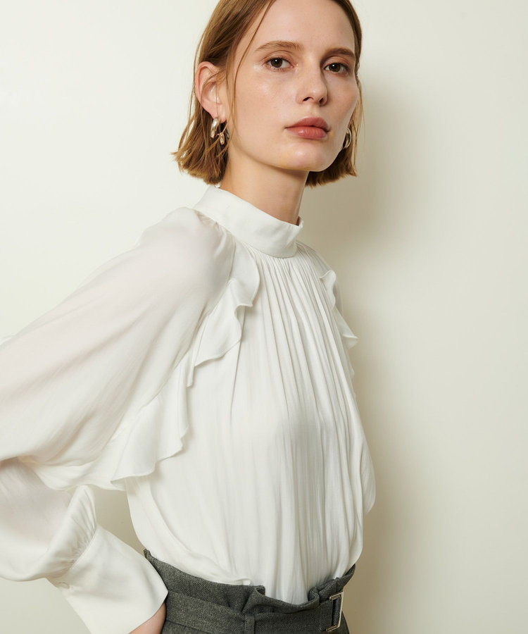 allureville フリルスリーブブラウス ホワイト (01)