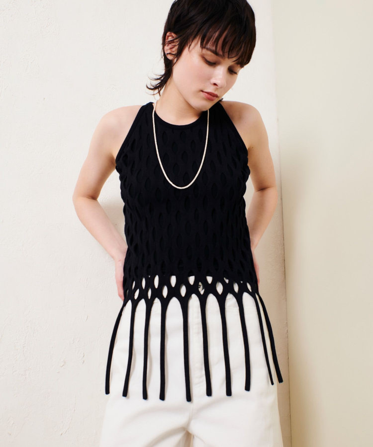 allureville ハンモックフリンジプルオーバー ブラック (95)