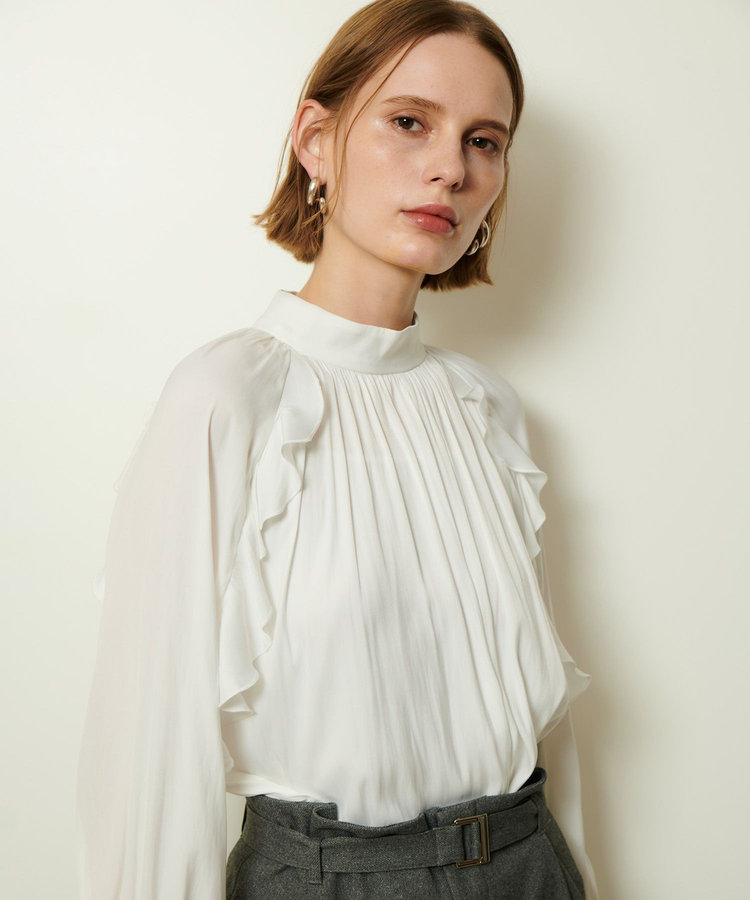 allureville フリルスリーブブラウス ホワイト (01)