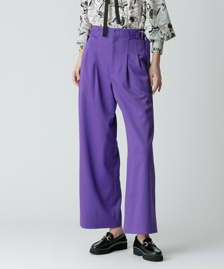 allureville ウールチノサイドドロストワイドパンツ パープル (51)