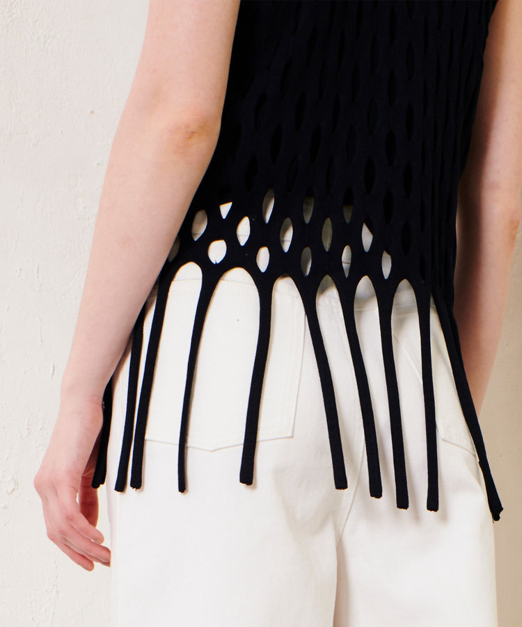 allureville ハンモックフリンジプルオーバー ブラック (95)