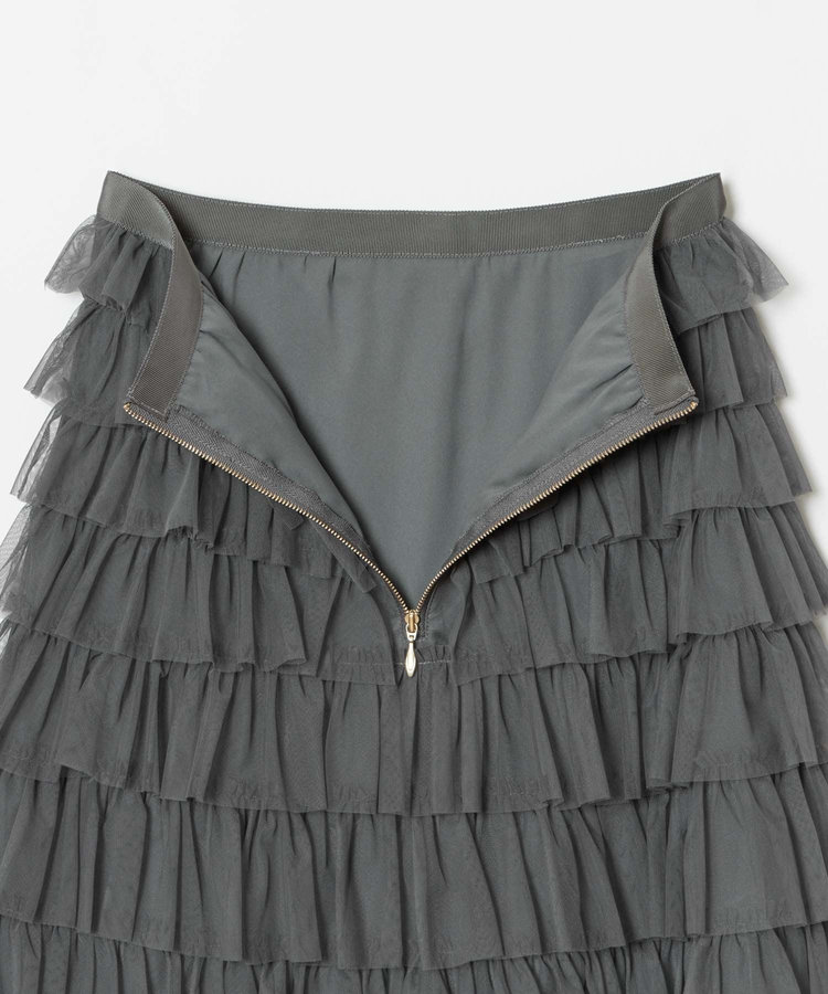 LOULOU WILLOUGHBY 【LOULOU WILLOUGHBY】ティアードチュールスカート グレー (92)