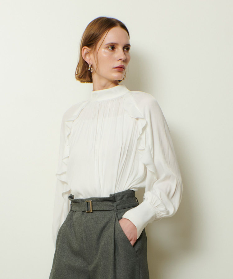 allureville フリルスリーブブラウス ホワイト (01)