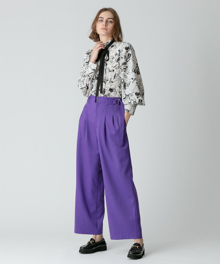 allureville ウールチノサイドドロストワイドパンツ パープル (51)