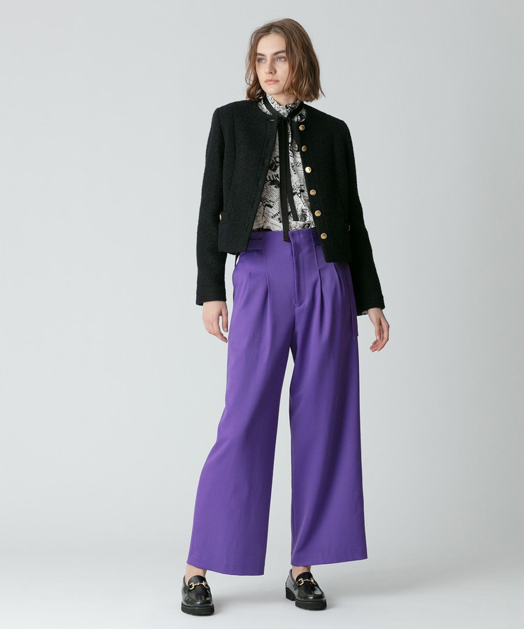 allureville ウールチノサイドドロストワイドパンツ パープル (51)