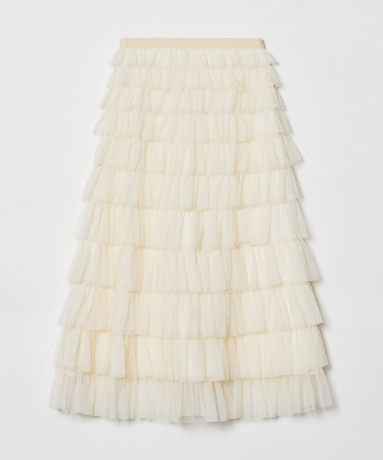 LOULOU WILLOUGHBY 【LOULOU WILLOUGHBY】ティアードチュールスカート アイボリー (04)
