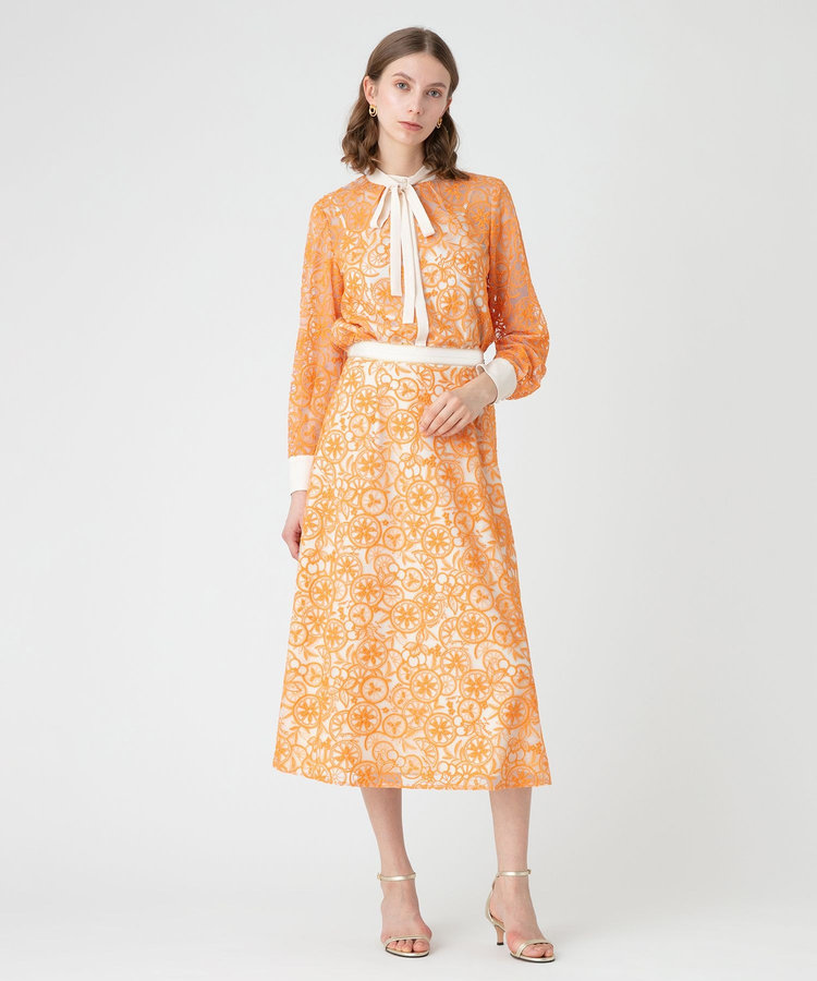 LOULOU WILLOUGHBY 【LOULOU WILLOUGHBY】フルーツチュールスカート オレンジ (31)