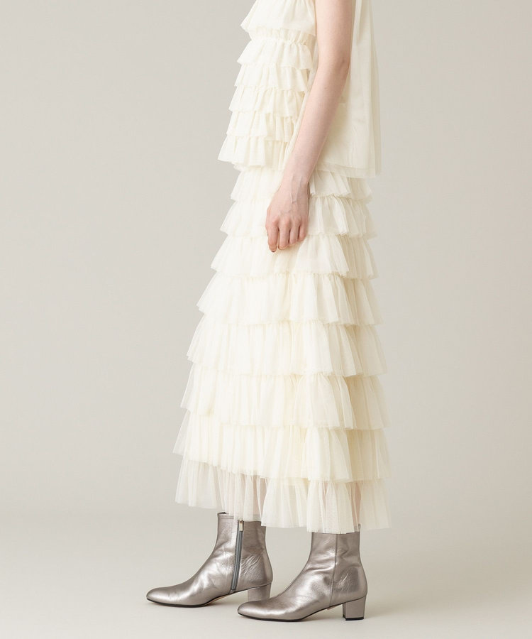 LOULOU WILLOUGHBY 【LOULOU WILLOUGHBY】ティアードチュールスカート アイボリー (04)