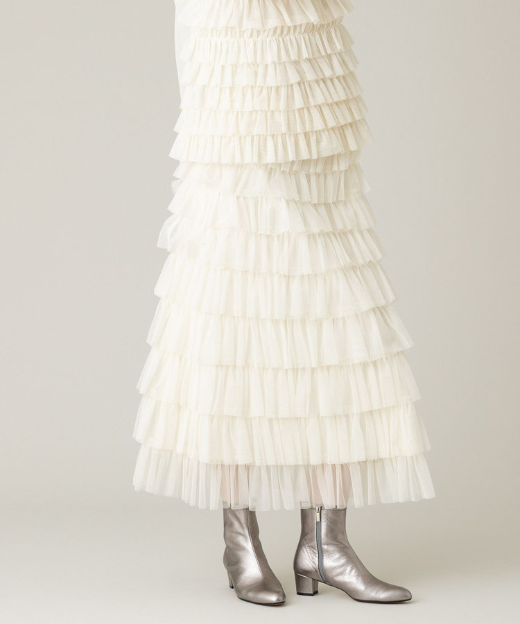 LOULOU WILLOUGHBY 【LOULOU WILLOUGHBY】ティアードチュールスカート アイボリー (04)