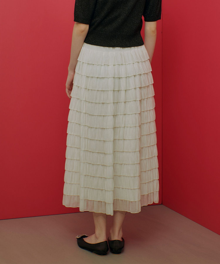 LOULOU WILLOUGHBY 【LOULOU WILLOUGHBY】プリーツティアードスカート ホワイト (01)