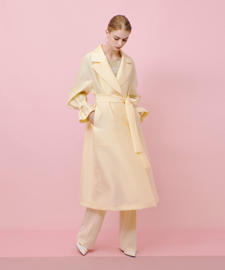 LOULOU WILLOUGHBY 【LOULOU WILLOUGHBY】シルキーダブルクロスドレスコート イエロー (21)